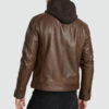 Eric Dark Brown Hooded Leather Jacket