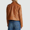 Moto Genuine Brown Sheepskin Leather Jacket Womens