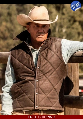 John Dutton Brown Quilted Vest Yellowstone Outfits