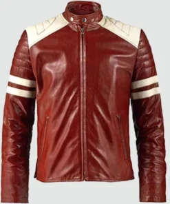 Fight Club Brad Pitt Mayhem Red Leather Jacket Men