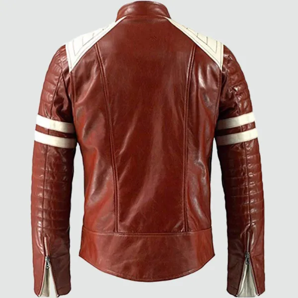 Fight Club Brad Pitt Mayhem Red Leather Jacket Men