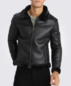 Brave Black Shearling Leather Jacket