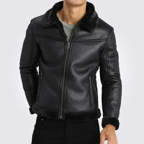 Brave Black Shearling Leather Jacket