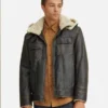 Brett Mens Hooded Leather Jacket