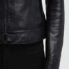 Callie Black Genuine Womens Cafe Racer Leather Jacket