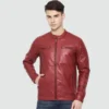 Men's Quilted Genuine Red Leather Jacket
