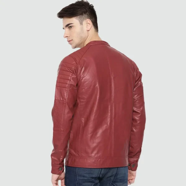 Men's Quilted Genuine Red Leather Jacket