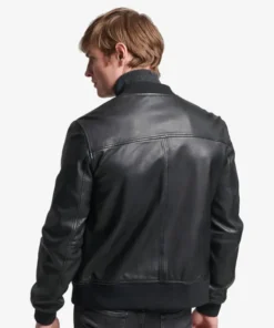 Black Leather Flight Bomber Jacket