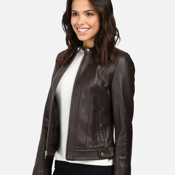Halle Womens Black Leather Jacket