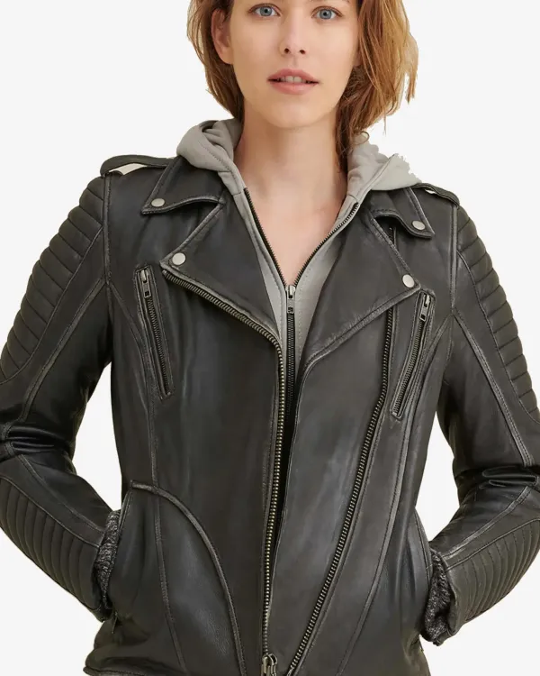 Women Drop shoulder Leather Jacket