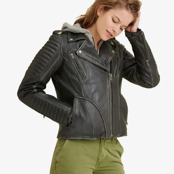 Women Drop shoulder Leather Jacket