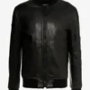 Hung Mens Black Bomber Leather Jacket