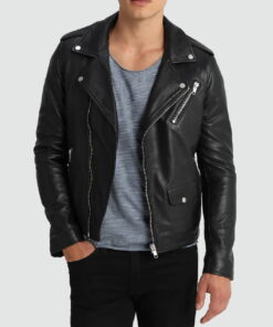 Ethan Black Mens Biker Leather Jacket