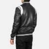 Men’s Black Leather Varsity Jacket