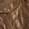 Men's Brown Bomber Leather Jacket With Rib Collar