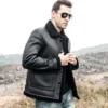 Men’s Real Button Closure Leather Jacket