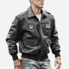 Men’s Black Bomber Leather Jacket – Air Force Pilot Style