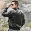 Men’s Black Bomber Leather Jacket – Air Force Pilot Style