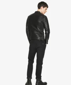 Gladiator Python Black Biker Leather Jacket