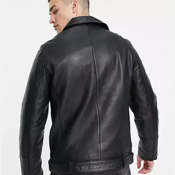Topman Biker Real Black Leather Jacket