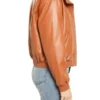 Women’s Brown Leather Bomber Jacket
