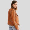 Tan Studded Women Brown Leather Jacket