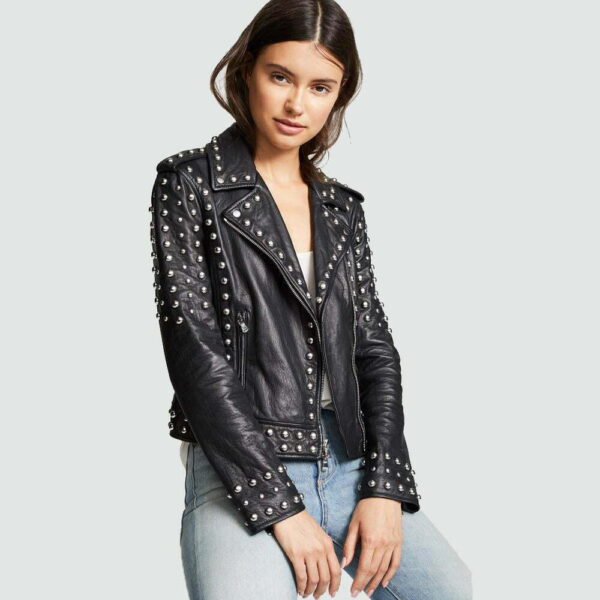 Women's Jasmine Black Studded Leather Jacket