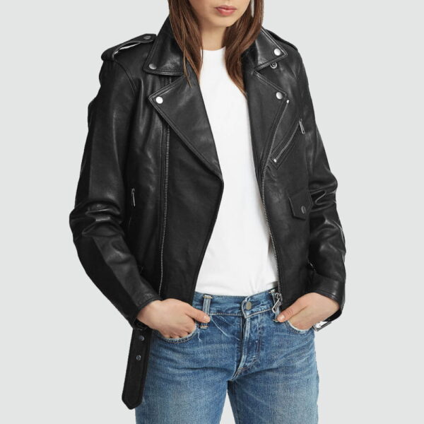 Moto Lambskin Leather Jacket Womens