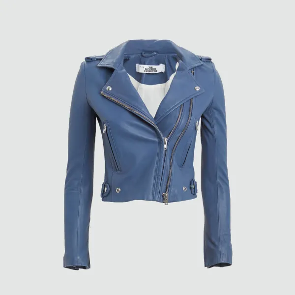 Women's Motorcycle Blue Slim Fit Jacket